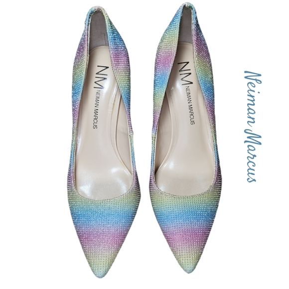 Neiman Marcus Multi-Color Rainbow Heels - Picture 3 of 9
